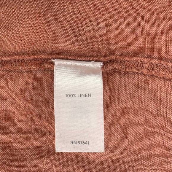 Pure Jill 100% Linen Burnt Orange Coastal Beachy Nautical Blouse Sz M Petite - Picture 4 of 5